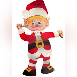 Elf Di Cut Jointed Arms Legs Christmas Decoration 32 3/4” Vintage‎ 70s Retro